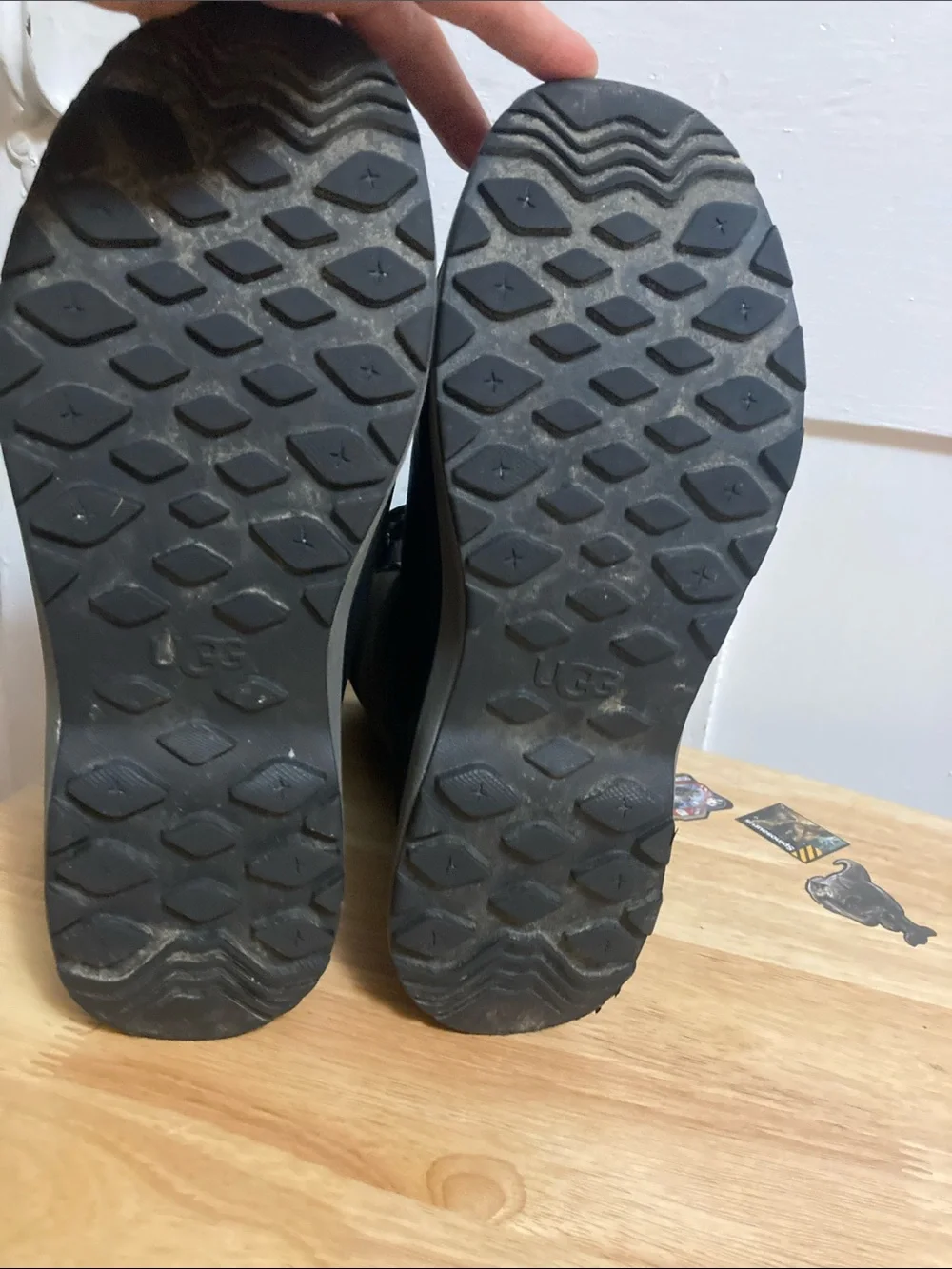 UGG Women's Black and Gray Lace-Up Waterproof Winter Boots-size 10
